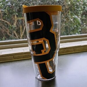 Clear Tumbler with Black and Yellow Design